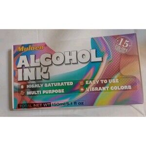 Alcohol Ink Set - 15 Vibrant, Highly Saturated, Multi-Purpose, Permanent Colors